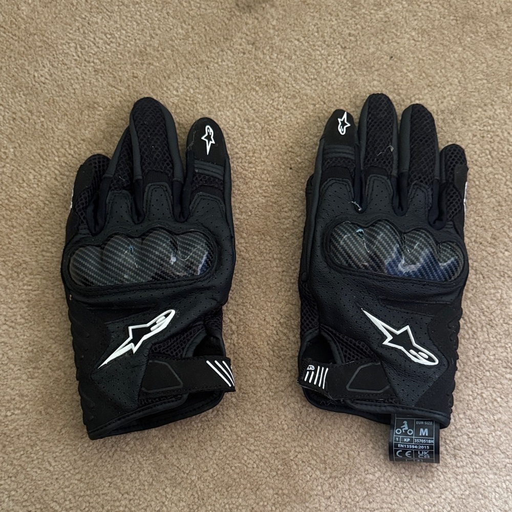 Alpinestars Black and White Riding Gloves